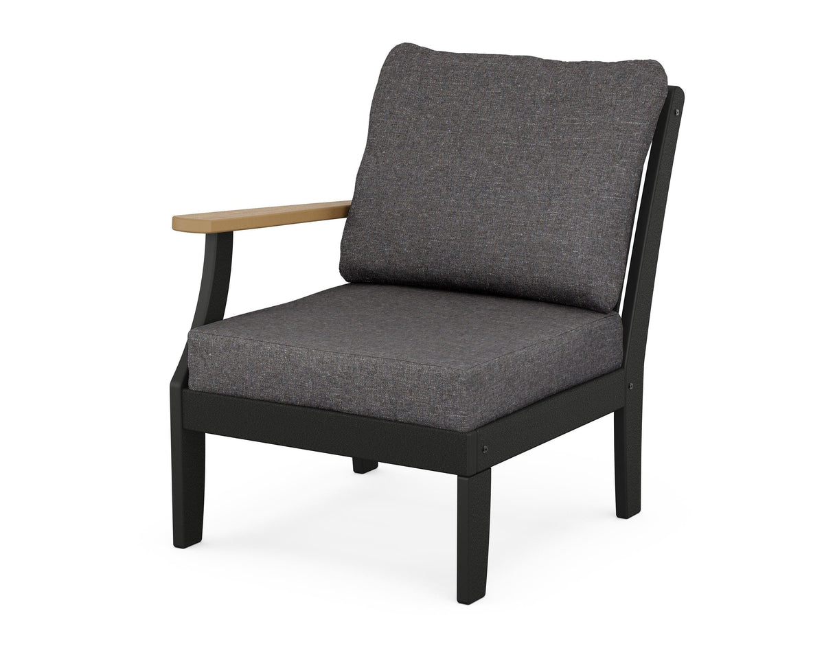 POLYWOOD Braxton Modular Left Arm Chair in Black / Natural / Ash Charcoal