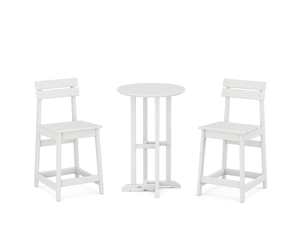 POLYWOOD Modern Studio Plaza 3-Piece Bistro Counter Set in White