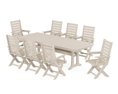 POLYWOOD Captain 9-Piece Dining Set with Trestle Legs in Sand