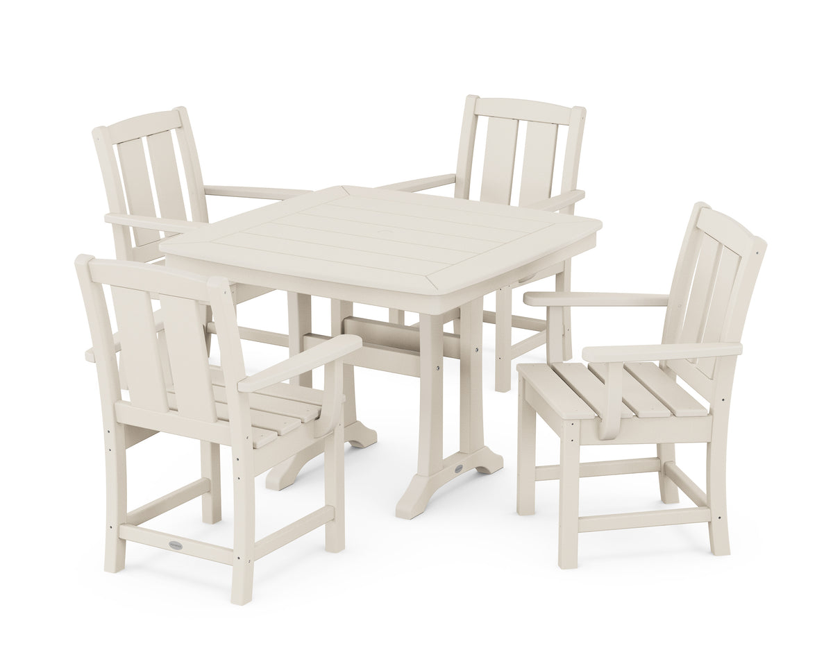 POLYWOOD Mission 5-Piece Dining Set with Trestle Legs in Sand