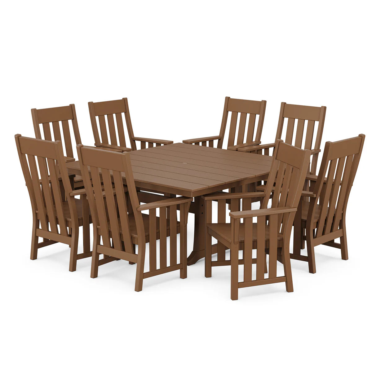 POLYWOOD Acadia 9-Piece Square Farmhouse Dining Set with Trestle Legs