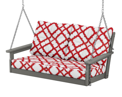 POLYWOOD Vineyard Deep Seating Swing in Slate Grey / Trellis Crimson