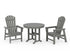 POLYWOOD South Beach 3-Piece Round Farmhouse Dining Set in Slate Grey