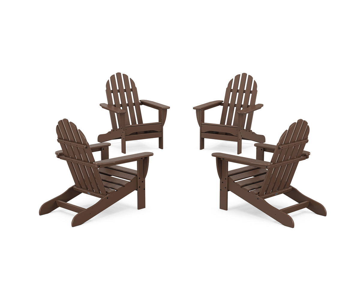 POLYWOOD 4-Piece Classic Adirondack Conversation Set in Mahogany
