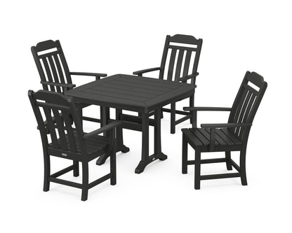 POLYWOOD Cottage 5-Piece Dining Set with Trestle Legs in Black
