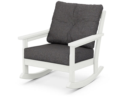 POLYWOOD Vineyard Deep Seating Rocking Chair in Vintage White / Ash Charcoal