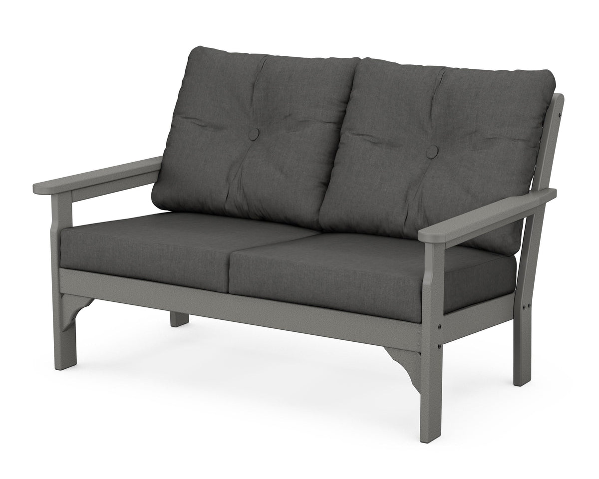 POLYWOOD Vineyard Deep Seating Loveseat in Slate Grey / Spectrum Carbon