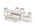 POLYWOOD EDGE Sling 6-Piece Farmhouse Dining Set With Trestle Legs in Sand / Birch