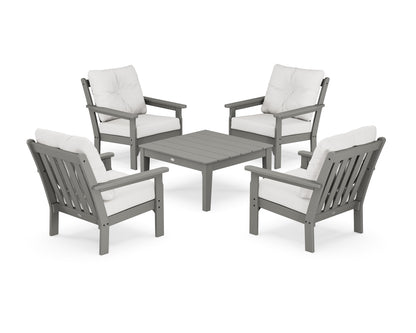 POLYWOOD Vineyard 5-Piece Deep Seating Conversation Set in Slate Grey / Natural Linen