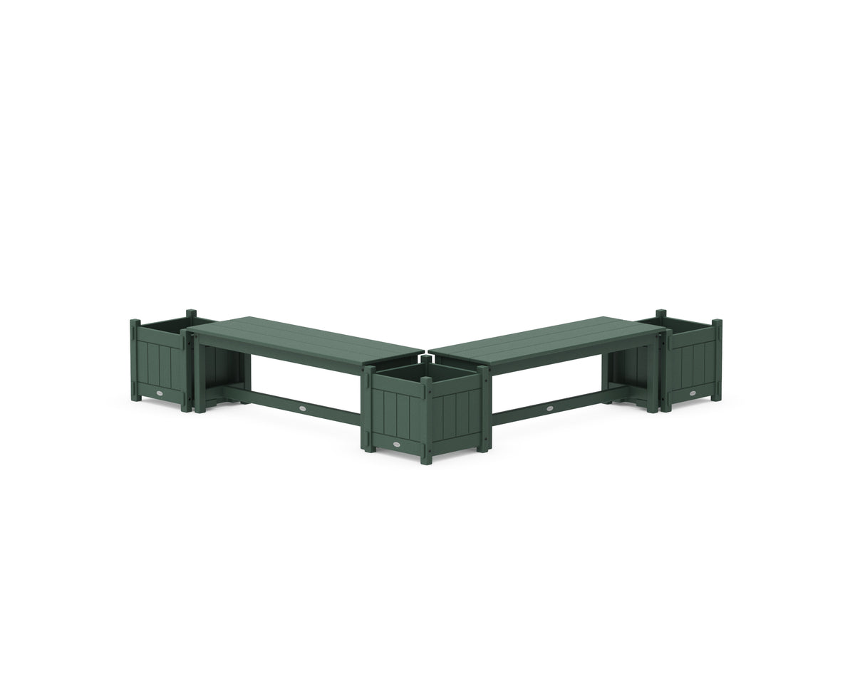 POLYWOOD 48" Vineyard L-Shaped Planter Bench Corner Set in Green