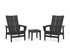POLYWOOD 3-Piece Modern Grand Upright Adirondack Set in Black