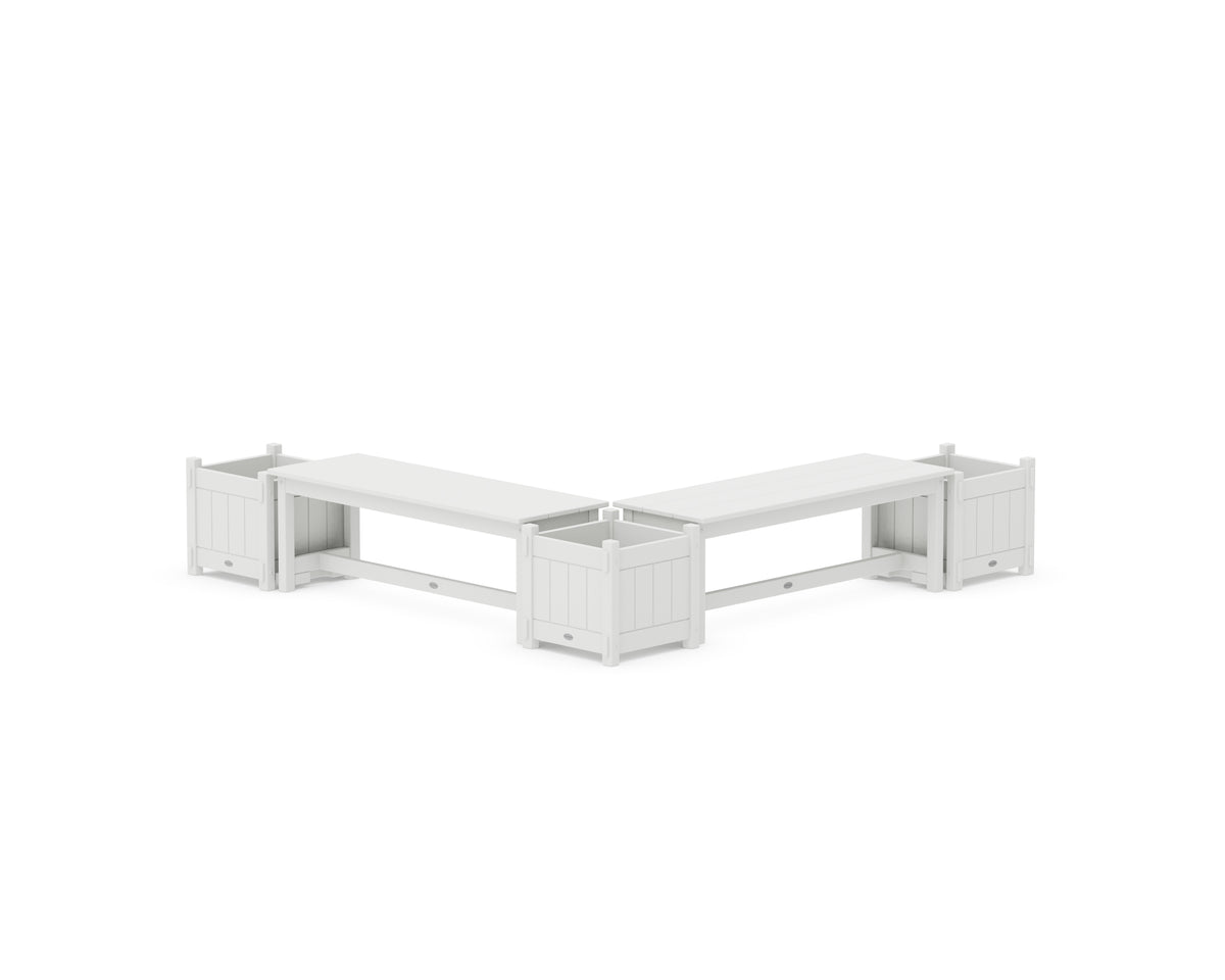 POLYWOOD 48" Vineyard L-Shaped Planter Bench Corner Set in White