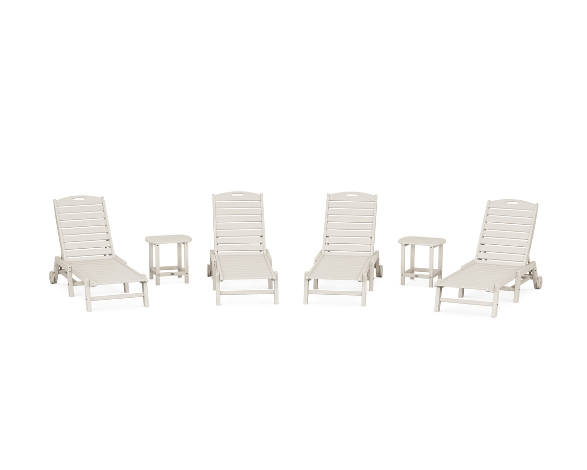 POLYWOOD Nautical Chaise 6-Piece Set with Wheels in Sand