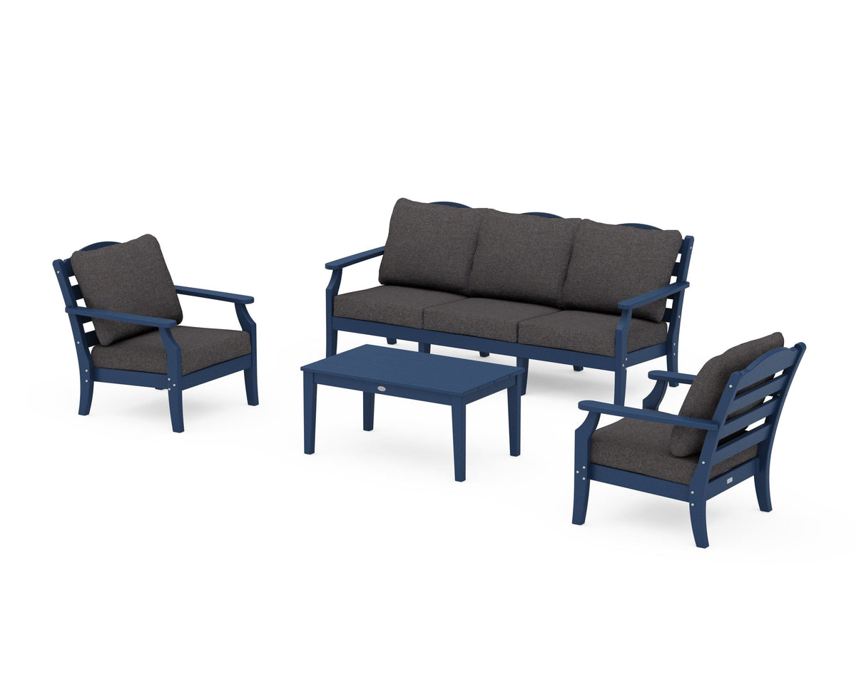 POLYWOOD Savannah 4-Piece Deep Seating Set with Sofa in Navy
