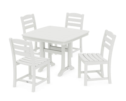 POLYWOOD La Casa Café Side Chair 5-Piece Dining Set with Trestle Legs - 37" Table in Vintage White