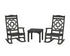POLYWOOD Chinoiserie 3-Piece Rocking Chair Set in Black