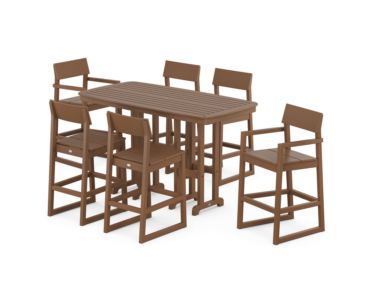 POLYWOOD EDGE 7-Piece Bar Set in Teak