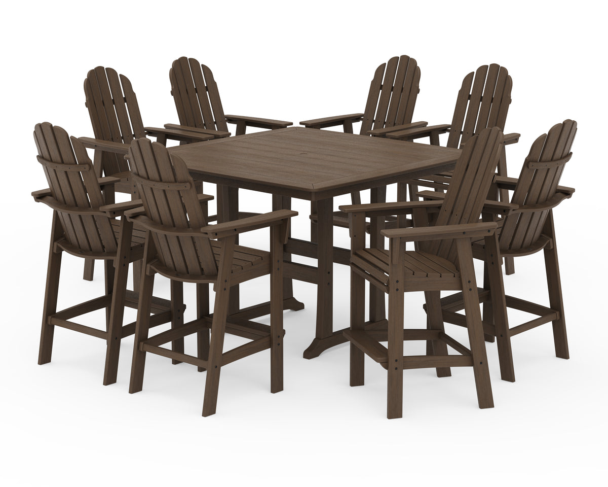 POLYWOOD Vineyard Curveback Adirondack 9-Piece Trestle Bar Set in Kona