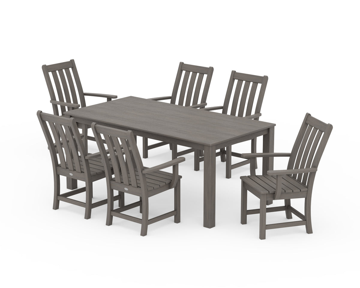 POLYWOOD Vineyard 7-Piece Parsons Arm Chair Dining Set in Driftwood
