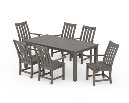 POLYWOOD Vineyard 7-Piece Parsons Arm Chair Dining Set in Driftwood