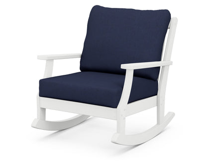 POLYWOOD Braxton Deep Seating Rocking Chair in White / Spectrum Indigo