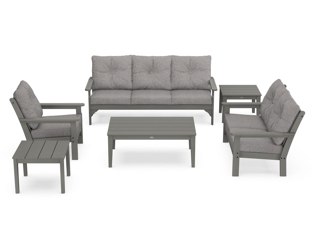 POLYWOOD Vineyard 6-Piece Deep Seating Set in Slate Grey / Grey Mist