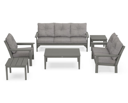 POLYWOOD Vineyard 6-Piece Deep Seating Set in Slate Grey / Grey Mist