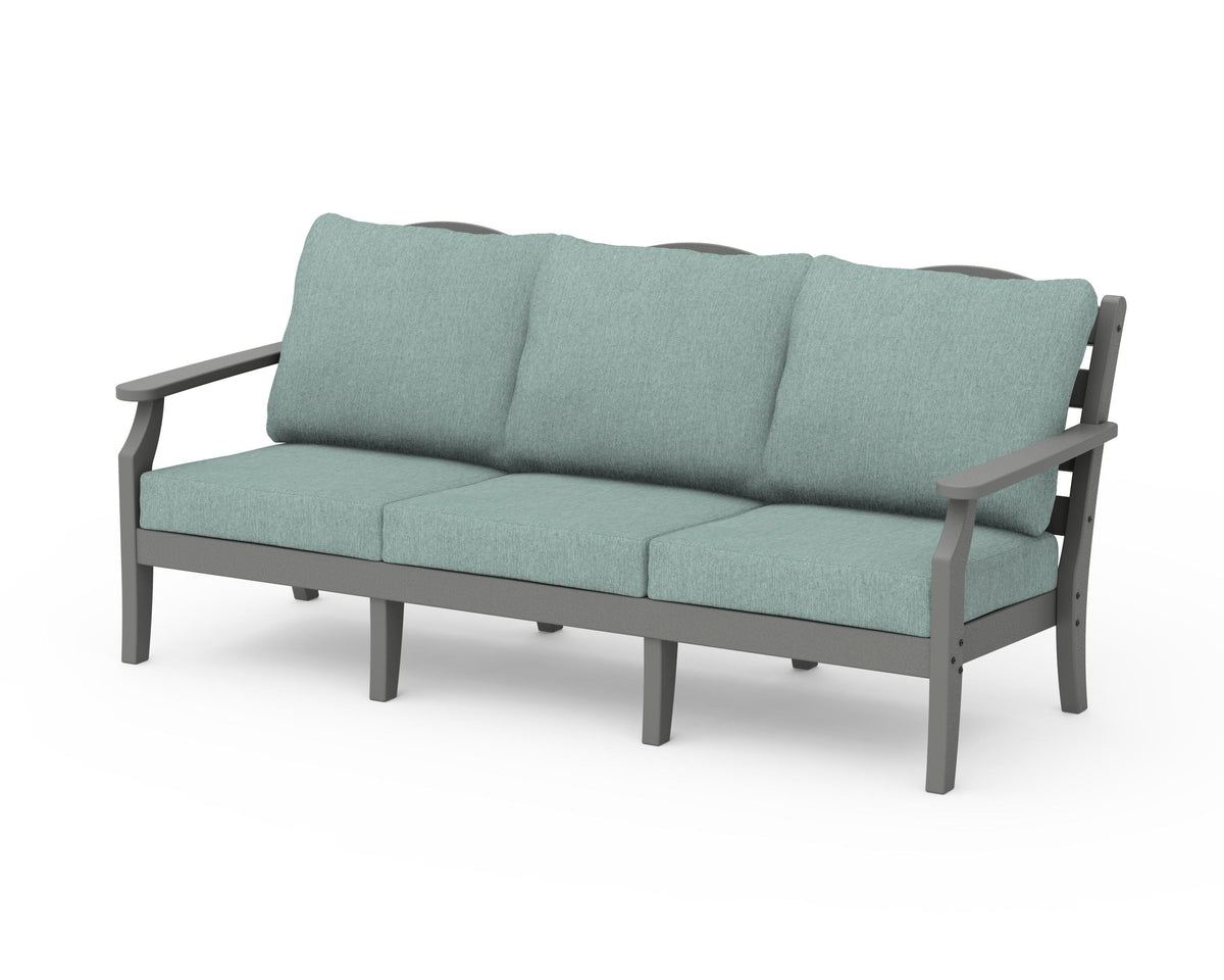 POLYWOOD Savannah Deep Seating Sofa in Slate Grey / Glacier Spa