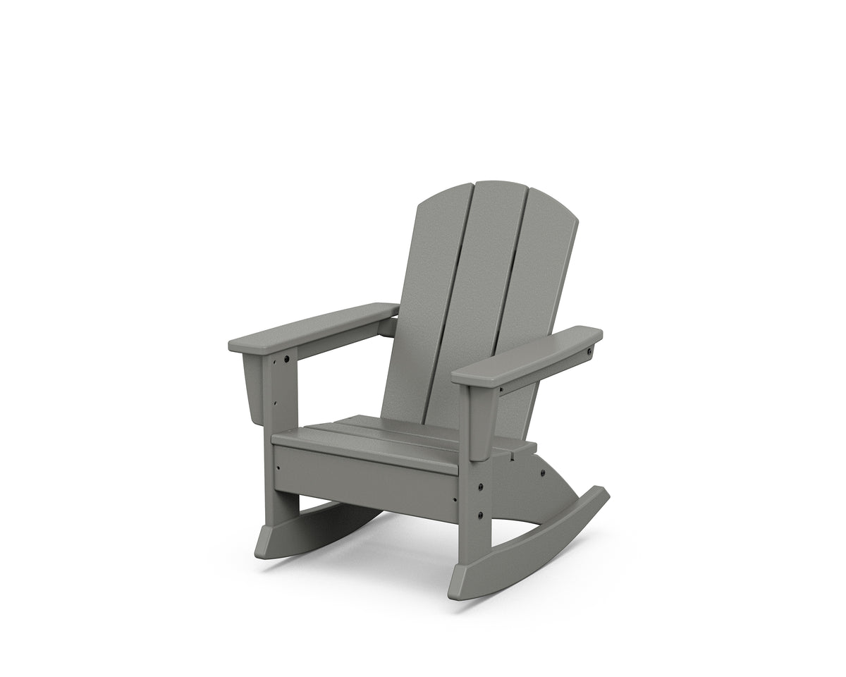 POLYWOOD Kids Nautical Adirondack Rocking Chair in Slate Grey