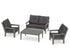 POLYWOOD Vineyard 4-Piece Deep Seating Set with Two Chairs and Loveseat in Slate Grey / Ash Charcoal