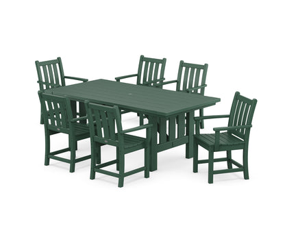 POLYWOOD Traditional Garden Arm Chair 7-Piece Mission Dining Set in Green