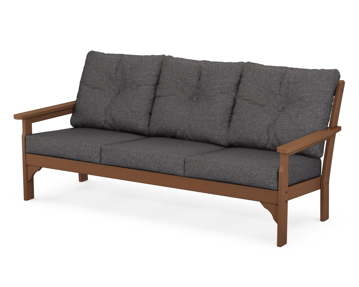 POLYWOOD Vineyard Deep Seating Sofa in Teak / Ash Charcoal