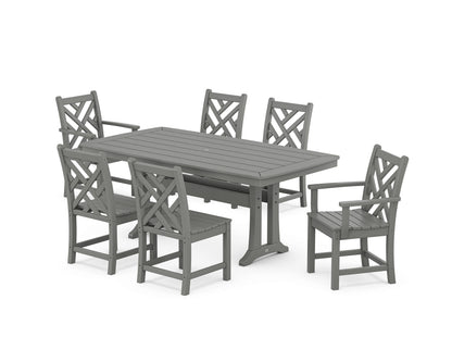 POLYWOOD Chippendale 7-Piece Dining Set with Trestle Legs in Slate Grey