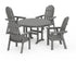 POLYWOOD Vineyard Curveback Adirondack 5-Piece Round Farmhouse Dining Set in Slate Grey
