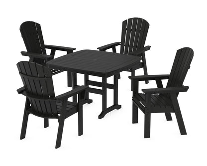 POLYWOOD Nautical Curveback Adirondack 5-Piece Dining Set - 44" Table in Black