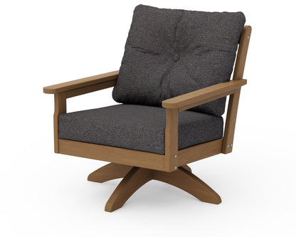 POLYWOOD Vineyard Deep Seating Swivel Chair in Natural / Ash Charcoal