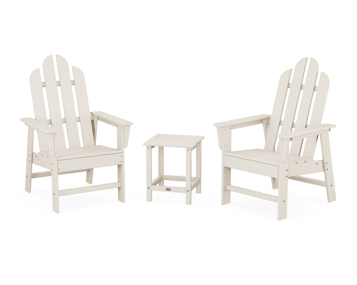 POLYWOOD Long Island 3-Piece Upright Adirondack Chair Set in Sand