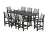 POLYWOOD Coastal 9-Piece Farmhouse Bar Set with Trestle Legs in Black / Birch