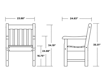 POLYWOOD Rockford Garden Arm Chair dimensions