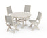 POLYWOOD Coastal Folding Side Chair 5-Piece Round Dining Set in Sand / Birch