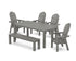 POLYWOOD Vineyard Curveback Adirondack 6-Piece Parsons Dining Set with Bench in Slate Grey
