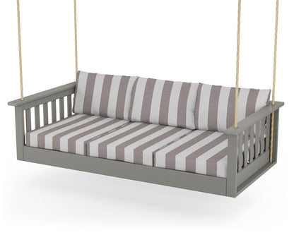 POLYWOOD Vineyard Daybed Swing in Slate Grey / Cabana Stripe Grey Mist