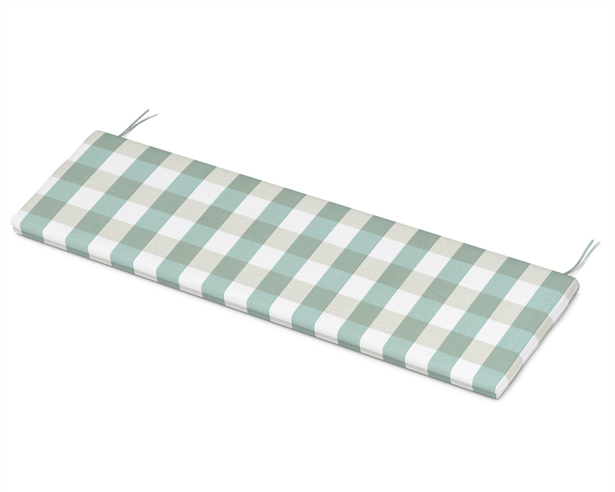 POLYWOOD Bench Seat Cushion - 18.5"D x 55.5"W x 2.5"H in Buffalo Plaid Glacier Spa