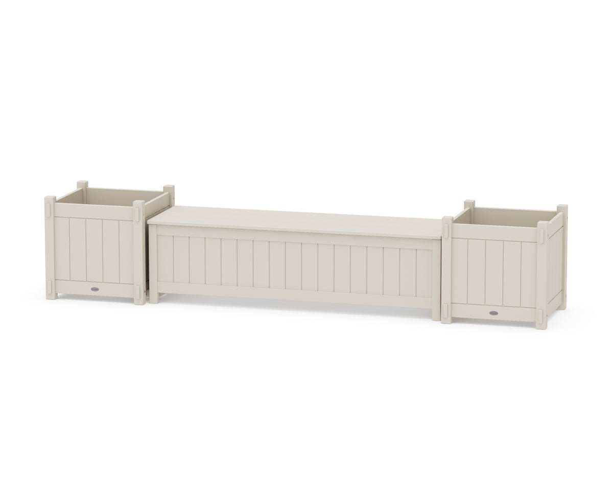 POLYWOOD 60" Vineyard Straight Planter Storage Bench Set - Large in Sand