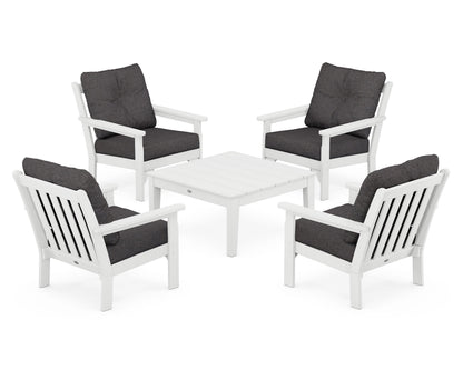 POLYWOOD Vineyard 5-Piece Deep Seating Conversation Set in White / Ash Charcoal