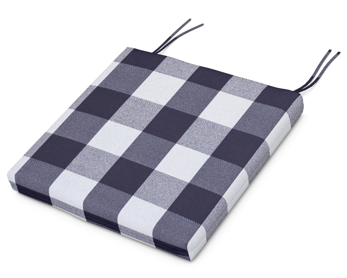 POLYWOOD Acadia Dining Arm Seat Pad in Buffalo Plaid Navy