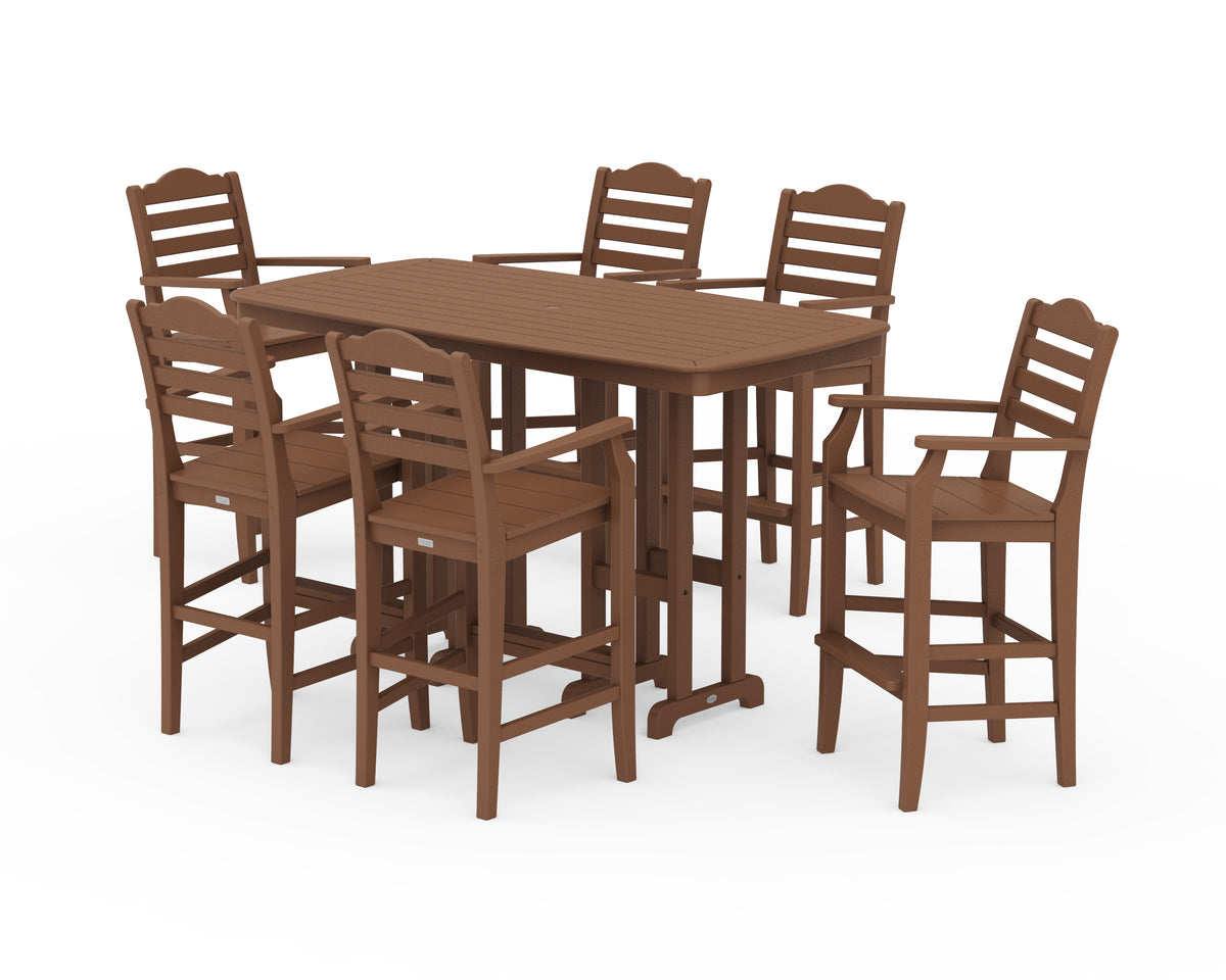 POLYWOOD Savannah Arm Chair 7-Piece Bar Set in Teak