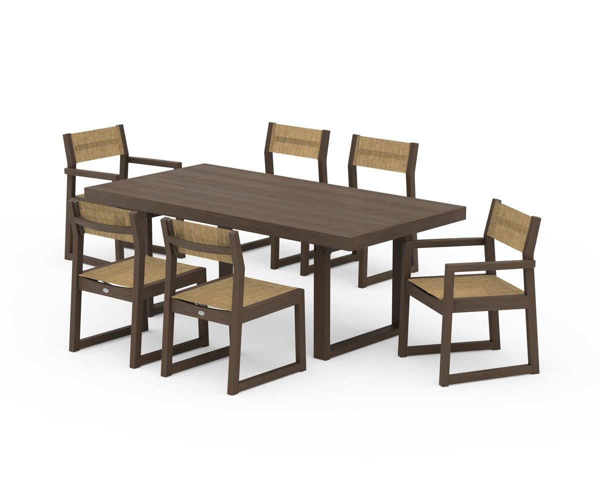 POLYWOOD EDGE Sling 7-Piece Dining Set in Kona / Burlap
