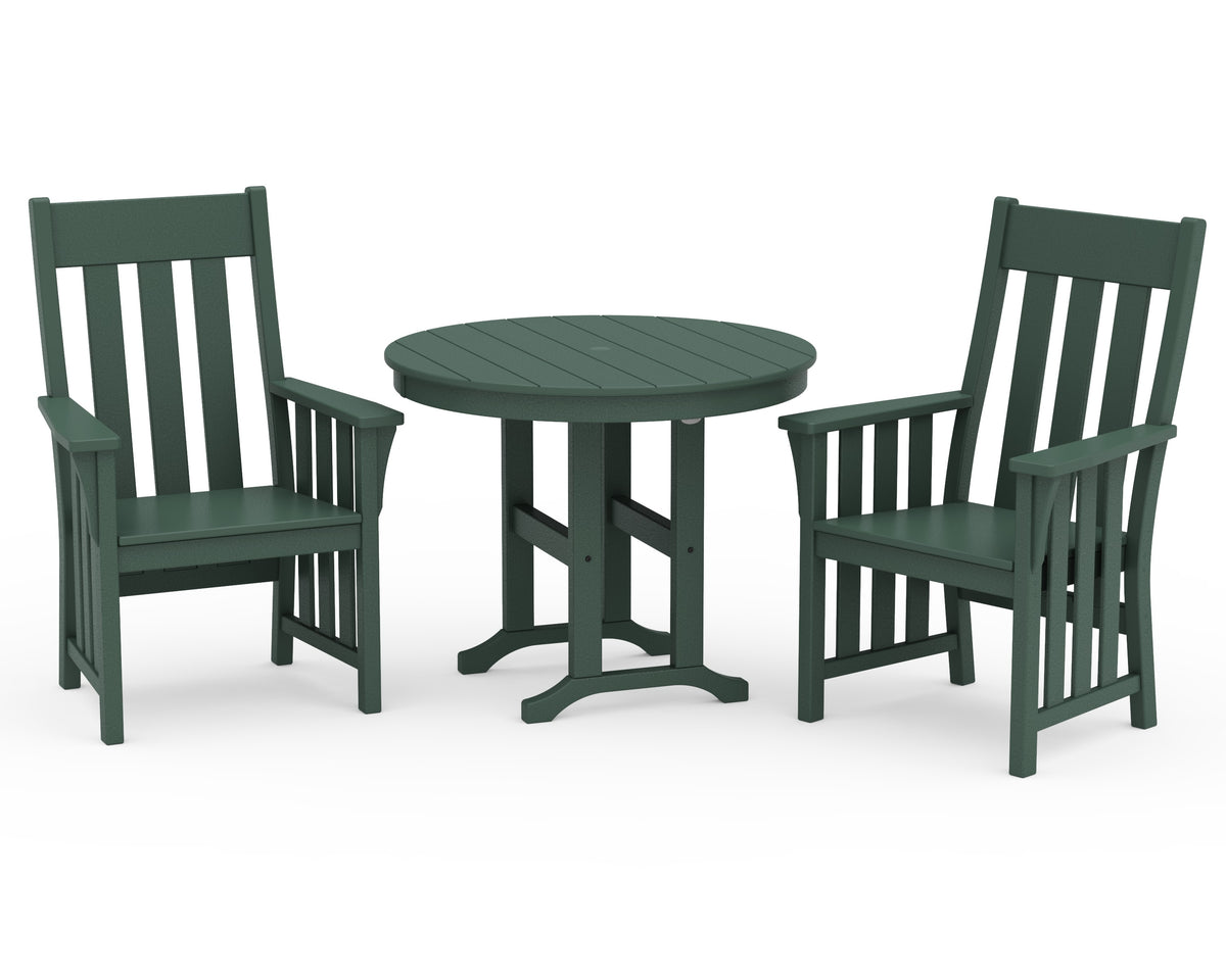 POLYWOOD Acadia 3-Piece Farmhouse Dining Set in Green
