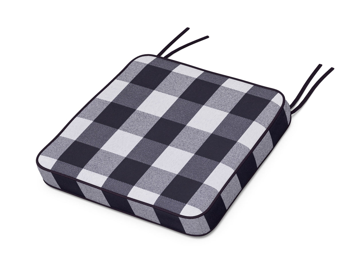 POLYWOOD Chinoiserie Side Chair Seat Cushion in Buffalo Plaid Navy